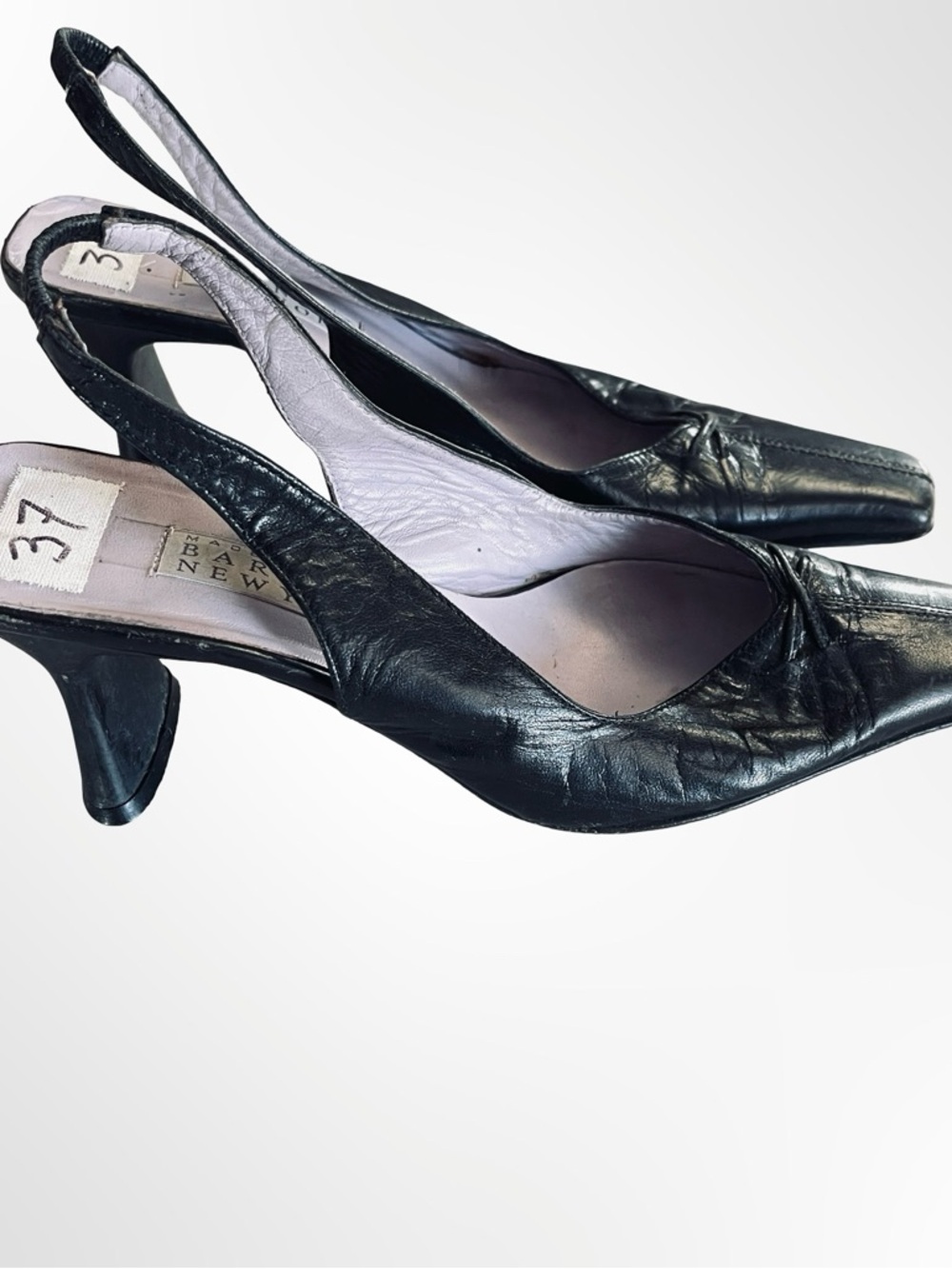 Barneys New York Black Leather Slingback Heels - Picture 3 of 8